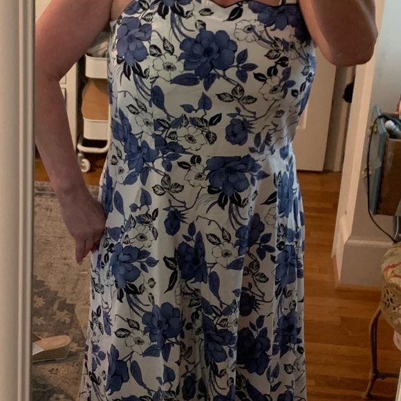 Floral Garden Sundress with Full Skirt and Adjustable Straps. - Picture 11 of 13